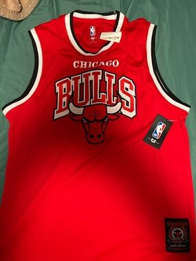 NBA Chicago Bulls Red and Black Swingman Jersey